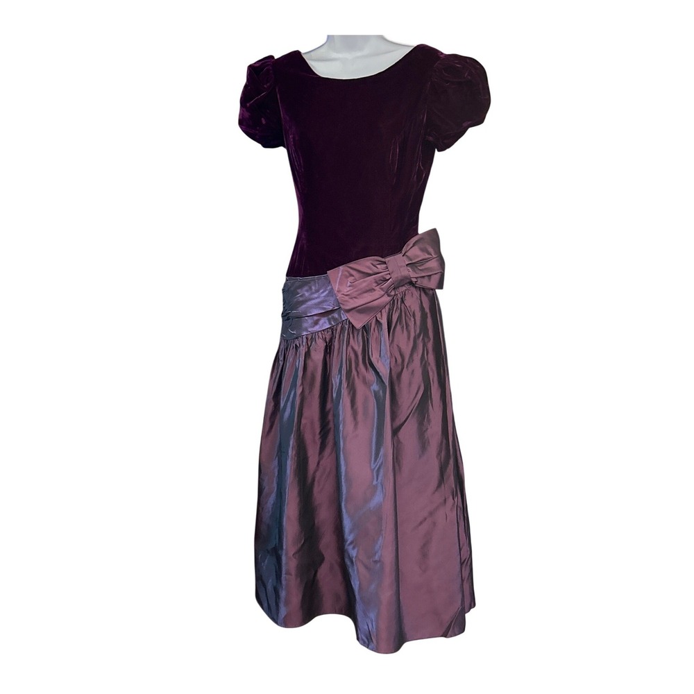 80s ILGWU Velvet Taffeta Dress Prom Goth Whimsigoth Dark Romance Regencycore